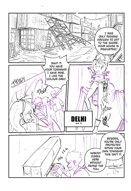 Page 4 storyboard pivoting from atmosphere into the first beat of the active investigation.
