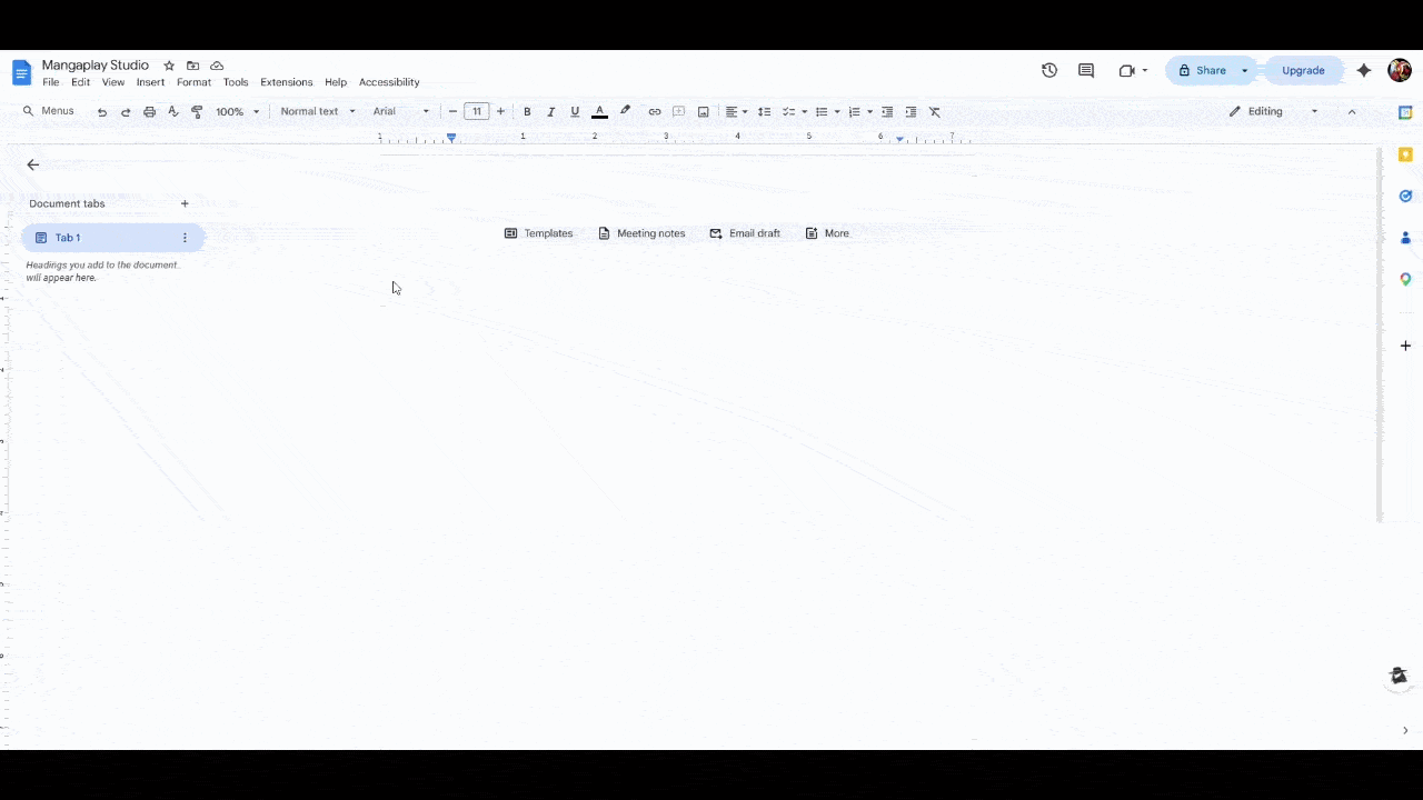 Mangaplay Studio demo — type a script in Google Docs, see storyboard panels appear instantly