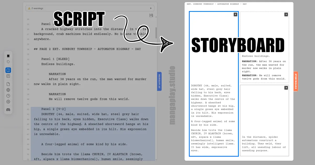 MangaPlay Studio editor preview
