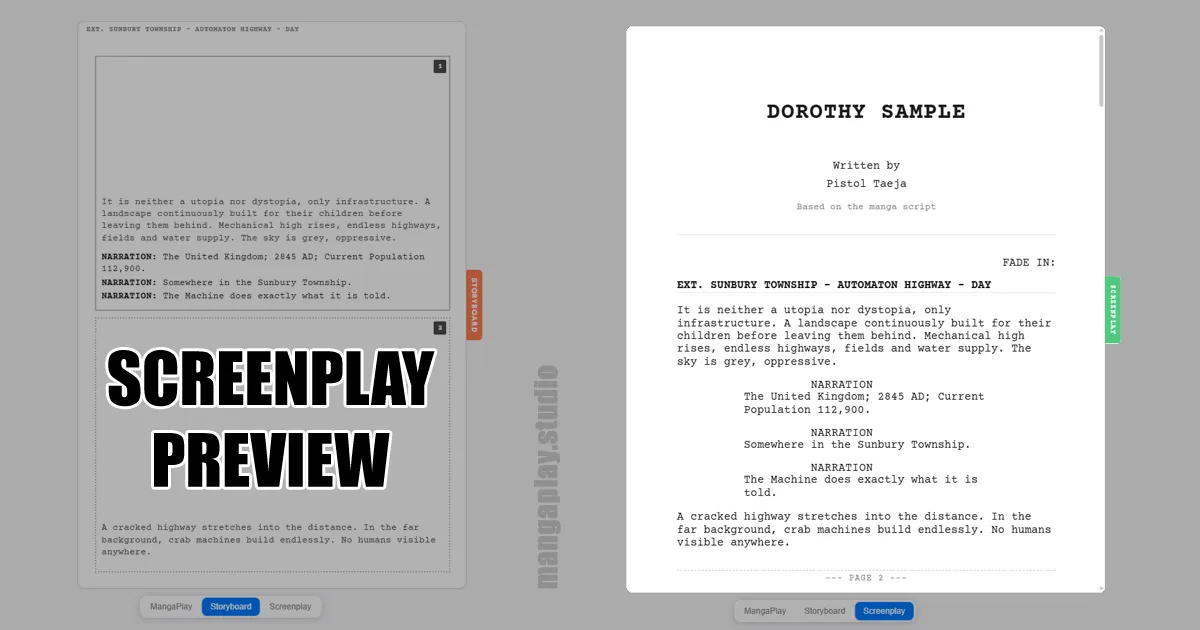 MangaPlay Studio panel layout preview